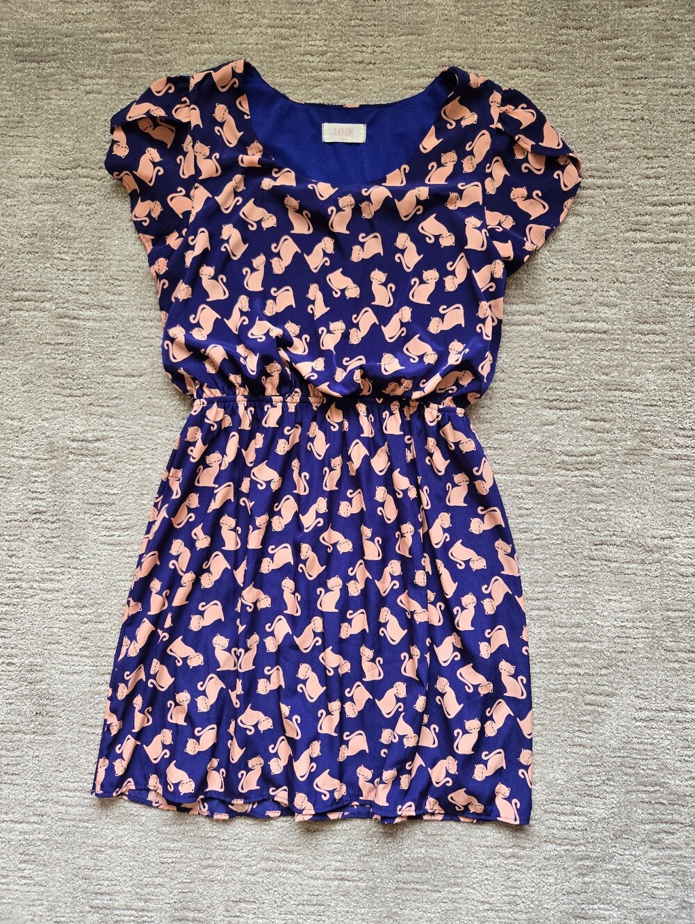 ModCloth Oh My Gosh Cat Print A-Line Dress Size L - Picture 3 of 9